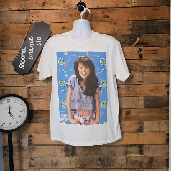 Saved By The Bell 2015 white short sleeve Shirt Size Large - Picture 1 of 9